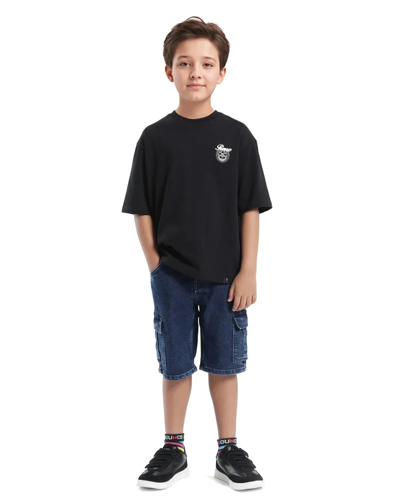 Rare Ones Rare Ones Kids Knox Black Cotton Short Sleeve Crew Neck Graphic Printed T-Shirt