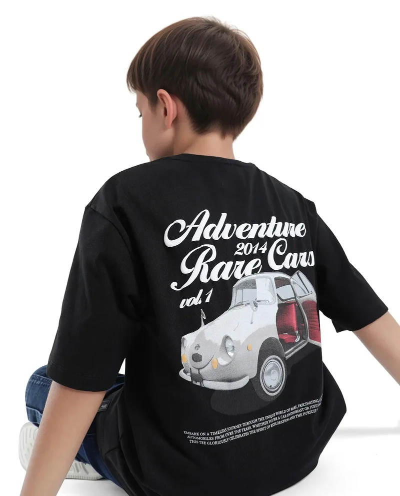 Rare Ones Rare Ones Kids Knox Black Cotton Short Sleeve Crew Neck Graphic Printed T-Shirt