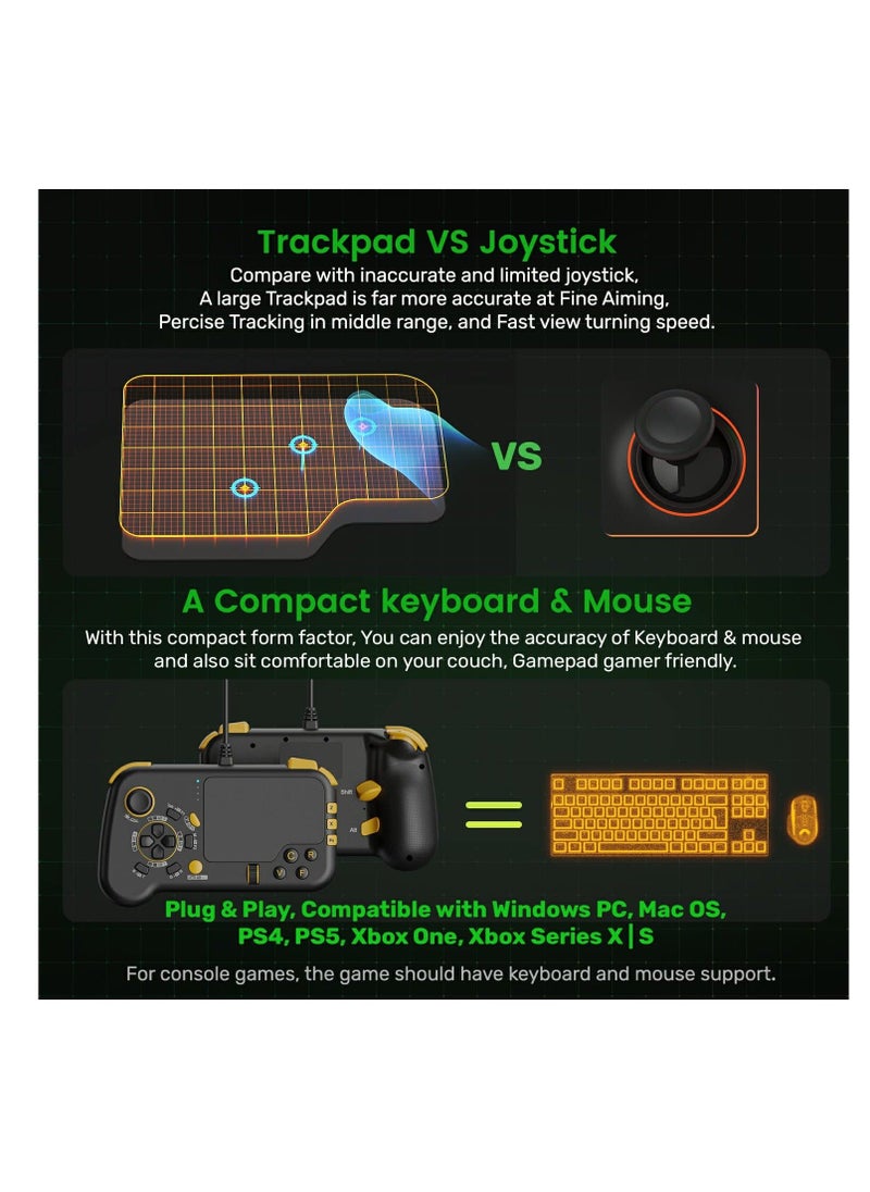 GTP01 Wired USB Gaming Touchpad, with Keyboard and Mouse Funcitons, Trackpad Game Controller, Plug Play Gamepad Joystick (Black)