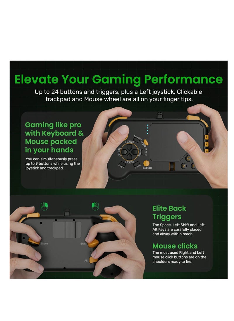 GTP01 Wired USB Gaming Touchpad, with Keyboard and Mouse Funcitons, Trackpad Game Controller, Plug Play Gamepad Joystick (Black)