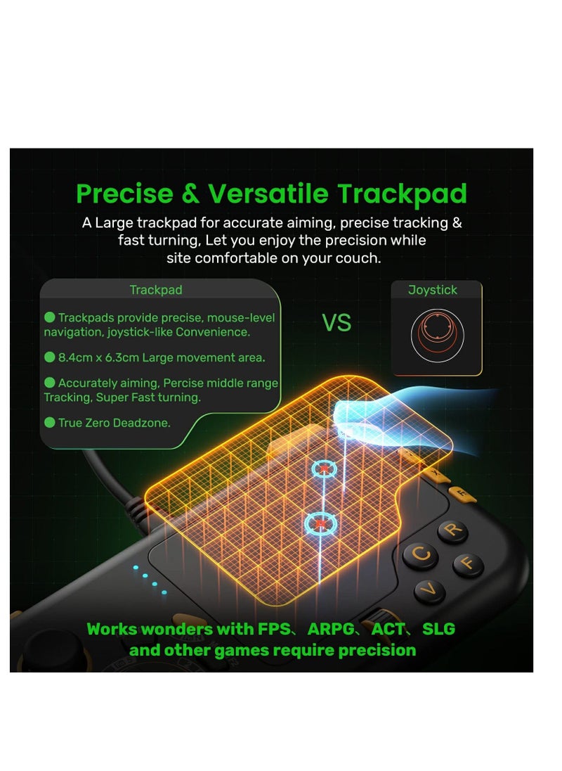 GTP01 Wired USB Gaming Touchpad, with Keyboard and Mouse Funcitons, Trackpad Game Controller, Plug Play Gamepad Joystick (Black)