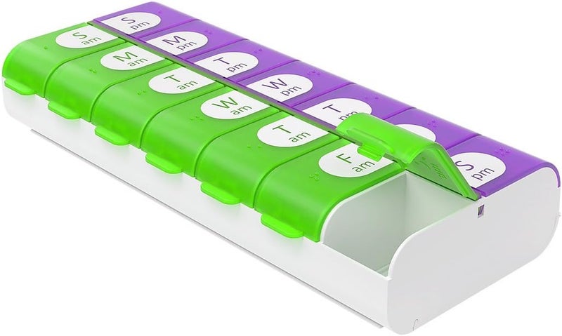 Ezy Dose EZY DOSE Weekly (7-Day) Pill Case, Medicine Planner, Vitamin Organizer Box, Daily Planner, 2 Times a Day, AM PM, Large Compartments, Easy Fill All Compartments at Once, Color May Vary, BPA Free 