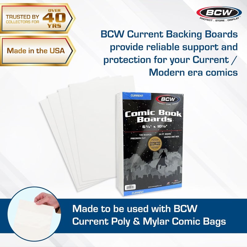 BCW Current Size Comic Boards - 100 Count, Acid-Free, Precision Cut, 6.75" x 10.5" - Image 2