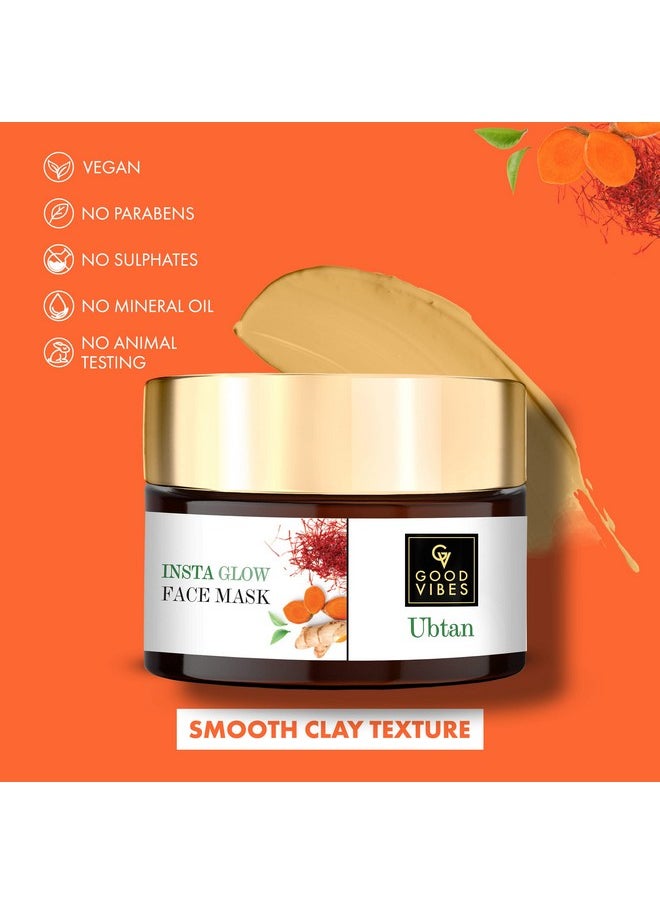 Good Vibes Ubtan Insta Glow Face Mask, 50 G | Brightening, Cleansing, Smoothening Face Pack For All Skin Types | With Turmeric, Saffron, Sunflower Seed Oil | No Parabens, Sulphates & Mineral Oil  - Image 5