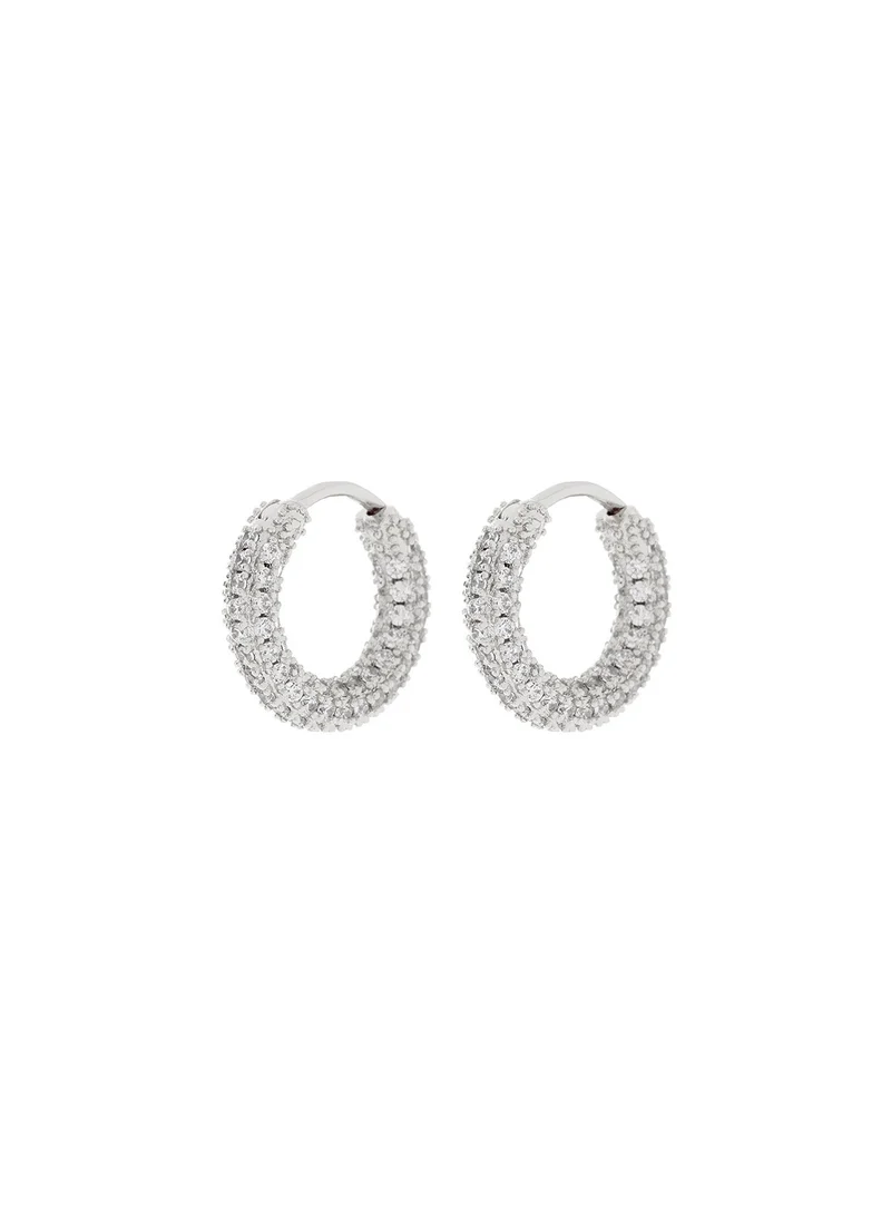 LUV AJ Pave Amalfi Hoops-Silver
