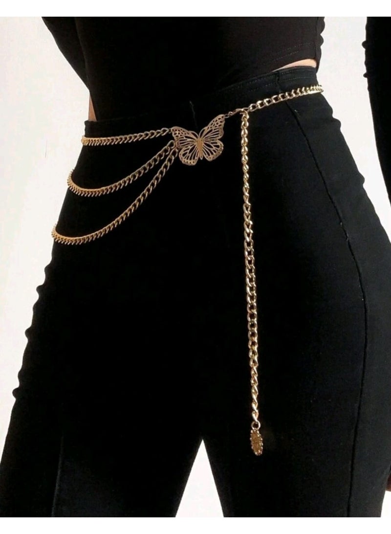 Shein 1pc Women's Metal Belt With Alloy Decoration, Dress Accessory Adjustable Waist Belt - Image 1