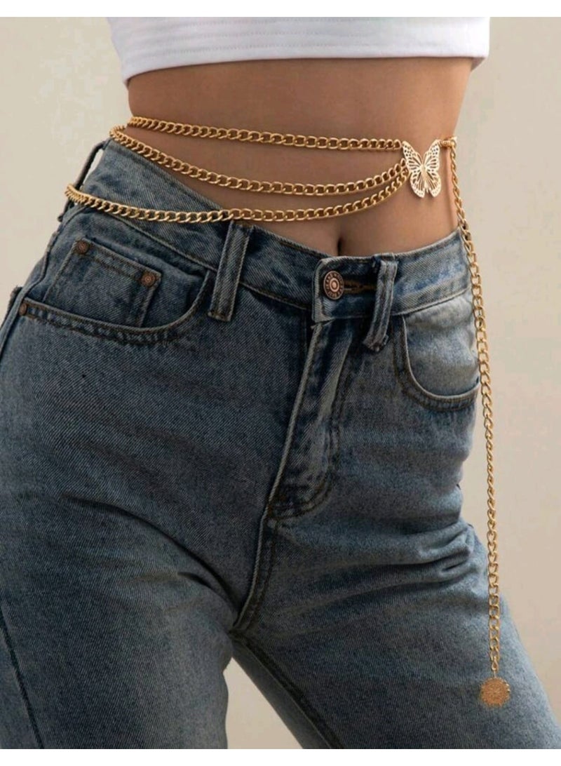 Shein 1pc Women's Metal Belt With Alloy Decoration, Dress Accessory Adjustable Waist Belt - Image 2