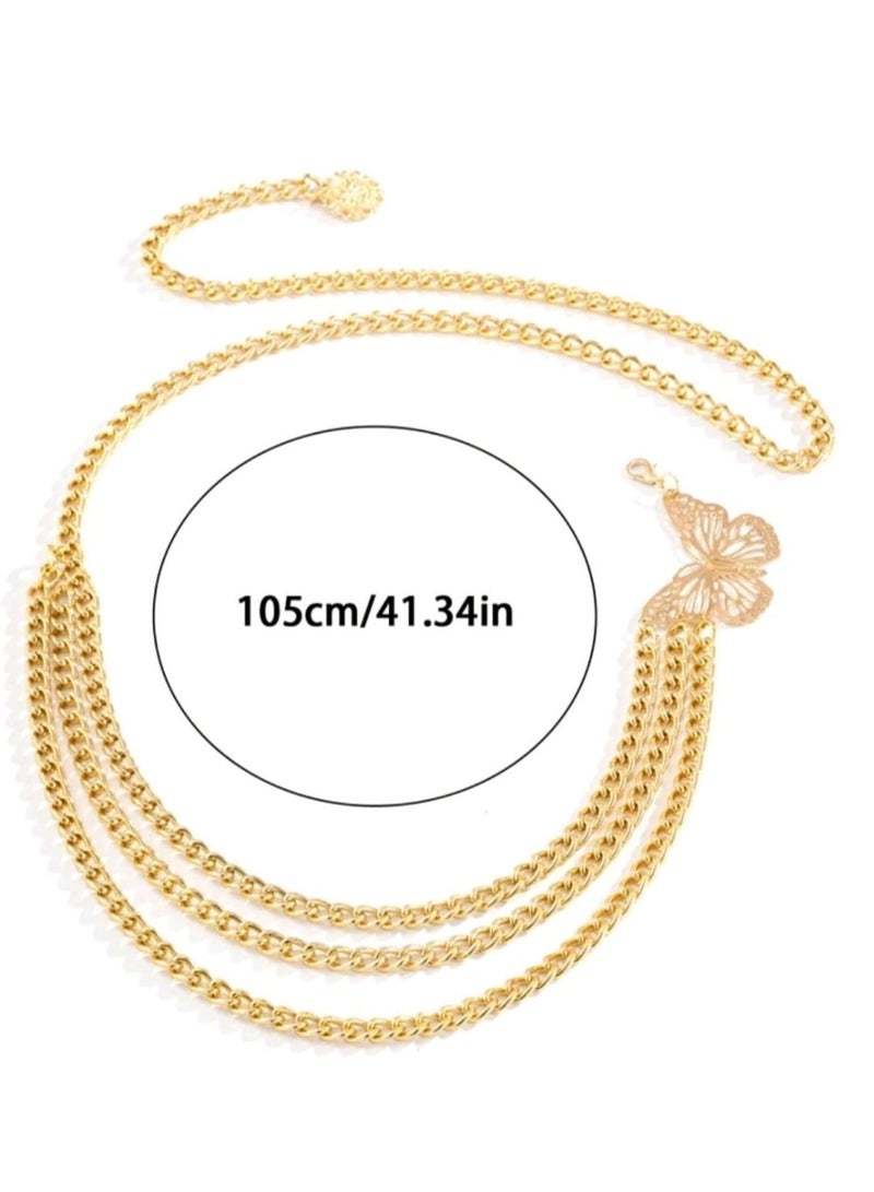 Shein 1pc Women's Metal Belt With Alloy Decoration, Dress Accessory Adjustable Waist Belt - Image 3