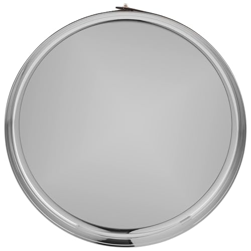 Nambe Tahoe Bar Tray | Stainless Steel Organizing Tray with Raised Edges and Leather Accent | Decorative Round Metal Serving Tray | 13in Removable Leather Accent - Image 4