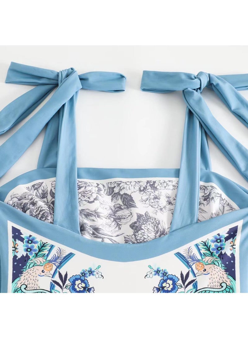 2-Piece Women Swimsuit with Skirt Holiday Beach Dress Female Retro Swimwear Vintage Surf Wear Summer - Image 5