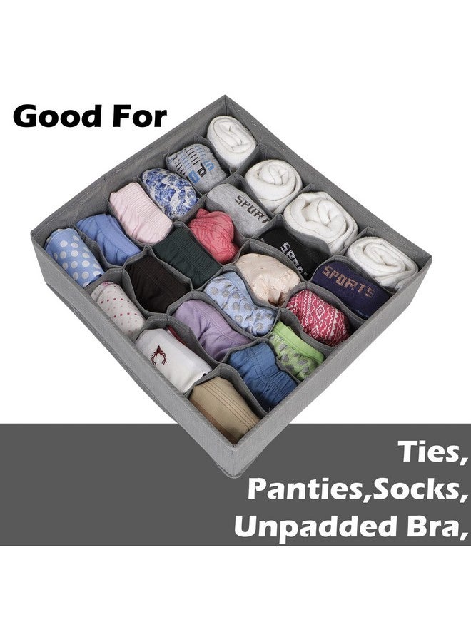 HOKIPO HOKIPO Non-Woven Fabric Undergarment Organizer Storage Box For Drawers Bra Panty Socks Tie Lingerie Organizer For Wardrobe - 24 Grid, Grey (Ar-2549)  - Image 2