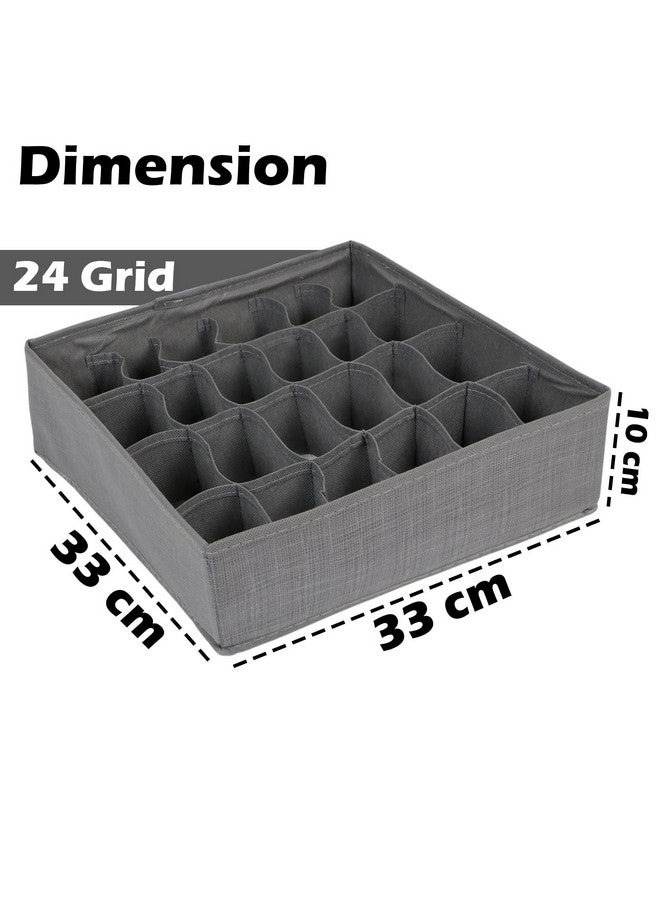 HOKIPO HOKIPO Non-Woven Fabric Undergarment Organizer Storage Box For Drawers Bra Panty Socks Tie Lingerie Organizer For Wardrobe - 24 Grid, Grey (Ar-2549)  - Image 4