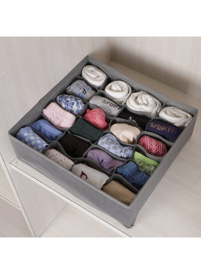 HOKIPO HOKIPO Non-Woven Fabric Undergarment Organizer Storage Box For Drawers Bra Panty Socks Tie Lingerie Organizer For Wardrobe - 24 Grid, Grey (Ar-2549)  - Image 3