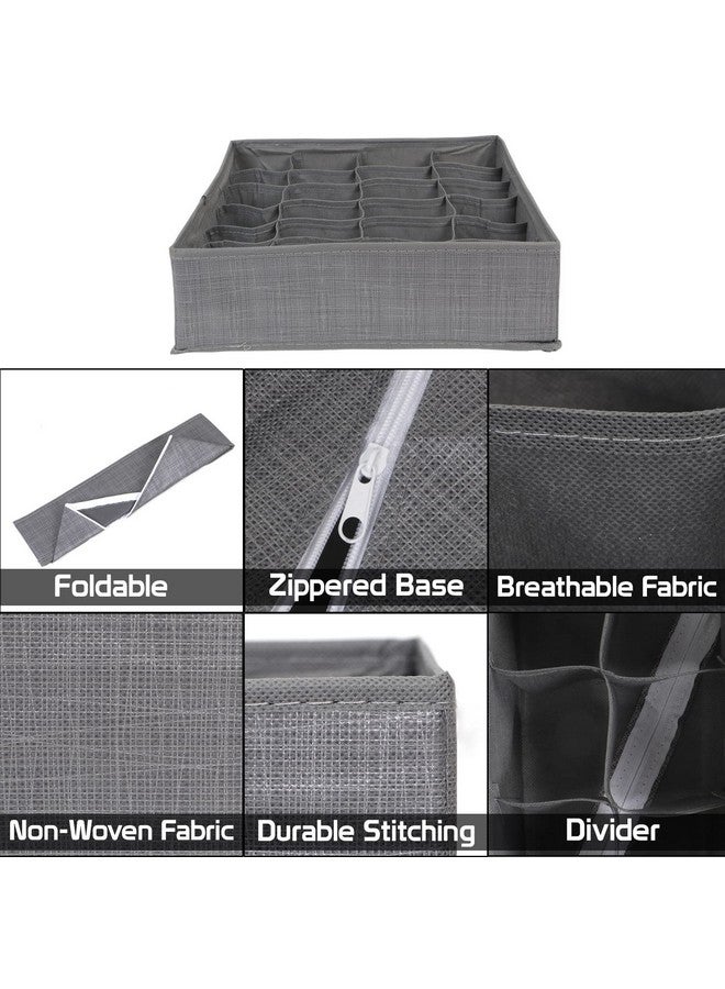 HOKIPO HOKIPO Non-Woven Fabric Undergarment Organizer Storage Box For Drawers Bra Panty Socks Tie Lingerie Organizer For Wardrobe - 24 Grid, Grey (Ar-2549)  - Image 5