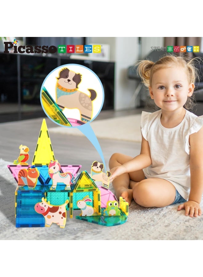 PicassoTiles Magnetic Block Farm Animals 8-Pieces | Compatible with Magnetic Tiles | Building Blocks | STEM Toys | Educational Toy Set | Stacking Blocks | Construction Building Set for Child Brain Development - Image 3