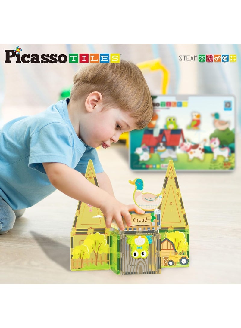 PicassoTiles Magnetic Block Farm Animals 8-Pieces | Compatible with Magnetic Tiles | Building Blocks | STEM Toys | Educational Toy Set | Stacking Blocks | Construction Building Set for Child Brain Development - Image 4