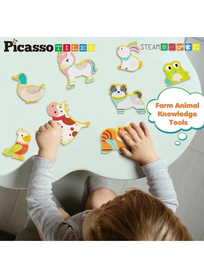 PicassoTiles Magnetic Block Farm Animals 8-Pieces | Compatible with Magnetic Tiles | Building Blocks | STEM Toys | Educational Toy Set | Stacking Blocks | Construction Building Set for Child Brain Development - Image 5