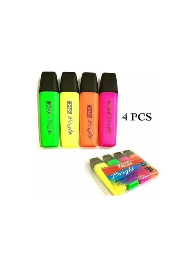 Roto 4-Color Fluorescent Pen Set – Bright Colors for Drawing and Writing - Image 2