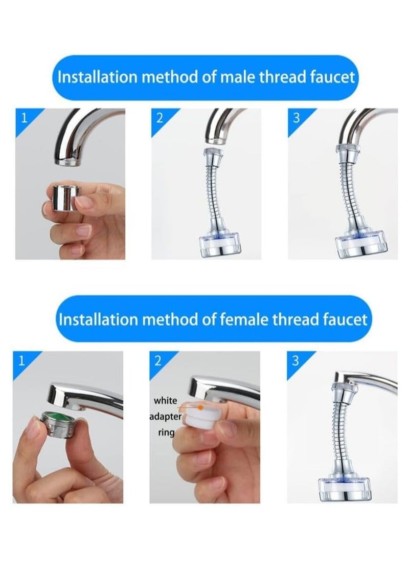 RATSAW - Faucet Water Filter 360 Degree Rotating Sink Water Filter Faucet Bathroom Sink Filter with Extension Tube Faucet Filter Tap Splash-Proof Faucet with Filter Elements for Home Kitchen - Image 1