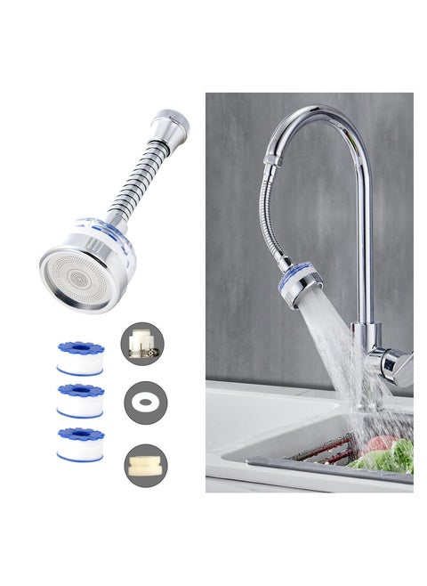 Faucet Water Filter 360 Degree Rotating Sink Water Filter Faucet Bathroom Sink Filter with Extension Tube Faucet Filter Tap Splash-Proof Faucet with Filter Elements for Home Kitchen