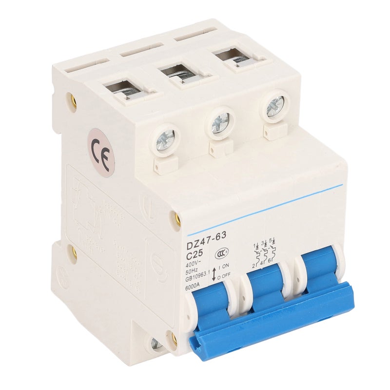 Miniature Circuit Breaker 3P 25A AC 400V 50Hz, Flame Retardant PA66 Material - Overload Short Circuit Protection, DIN Rail Mountable for Office And Residential Building Lighting Power Distribution - Image 4
