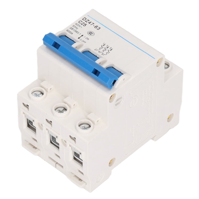 Miniature Circuit Breaker 3P 25A AC 400V 50Hz, Flame Retardant PA66 Material - Overload Short Circuit Protection, DIN Rail Mountable for Office And Residential Building Lighting Power Distribution - Image 1