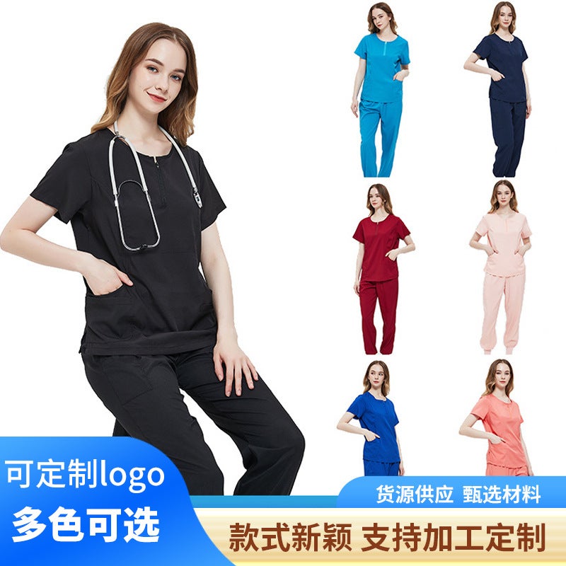 Dental Doctor Scrub Suit Operating Room Split Nursing Workwear Elastic Quick-Drying Nurse Scrub Suit - Image 2