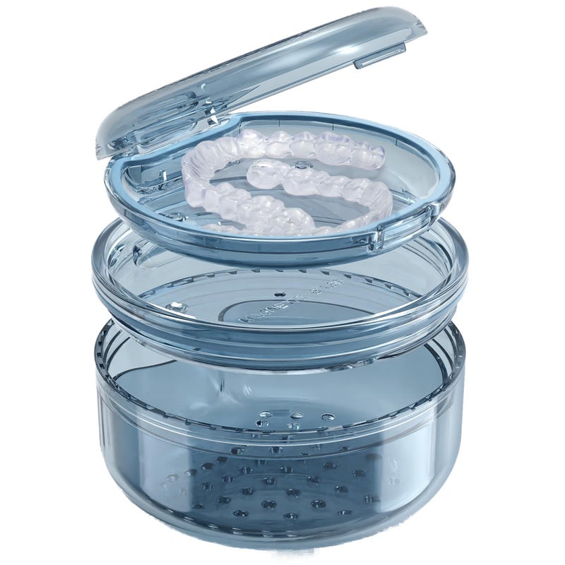 Denture Case Retainer Cleaning Case 2 in 1 Retainer Case NoLeak Denture Bath Box Cup Complete Clean Care for Dentures Clear Braces Mouth Guard Night Guard Retainers