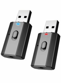 Bluetooth Adapters, Wireless Bluetooth, Bluetooth Receiver, Bluetooth Transmitter, for Car Headphone Home Stereo, for TV PC, 5.0 Music Receiver USB Bluetooth Transmitter Receiver 2 in 1 2 PCS (Black)