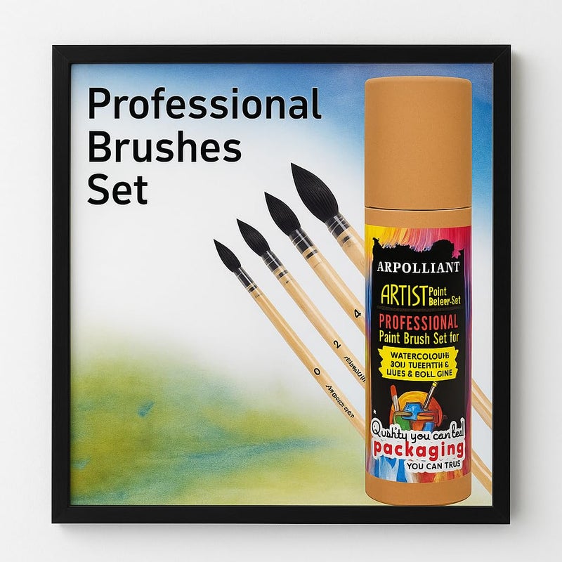 ARROLLIANT Art Synthetic Squirrel Hair Watercolor Paint Brush Set – Round Pointed Detail Brushes for Watercolor, Gouache, Fine Detailing – Professional Artist Paintbrushes – Set of 4 - Image 2