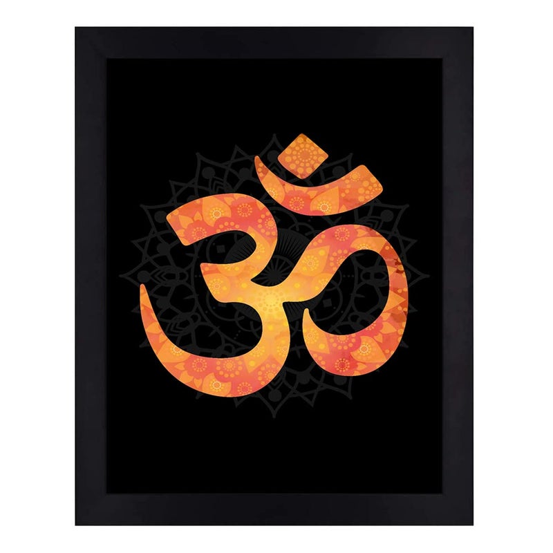 Interio Crafts Om Framed Poster for Meditation Room Study Room Living Room Bedroom Kitchen or Office Wall Decor Powerful Om Matra Poster Synthetic Wood 13 X 10 Inches