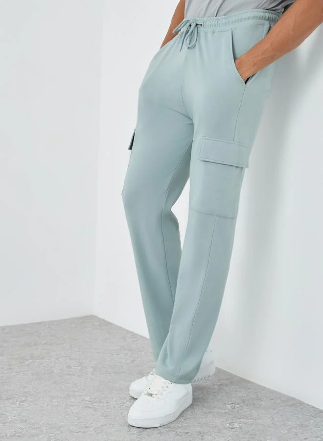 Styli Styli Men Grey Straight Fit Cargo Patch Pocket Joggers