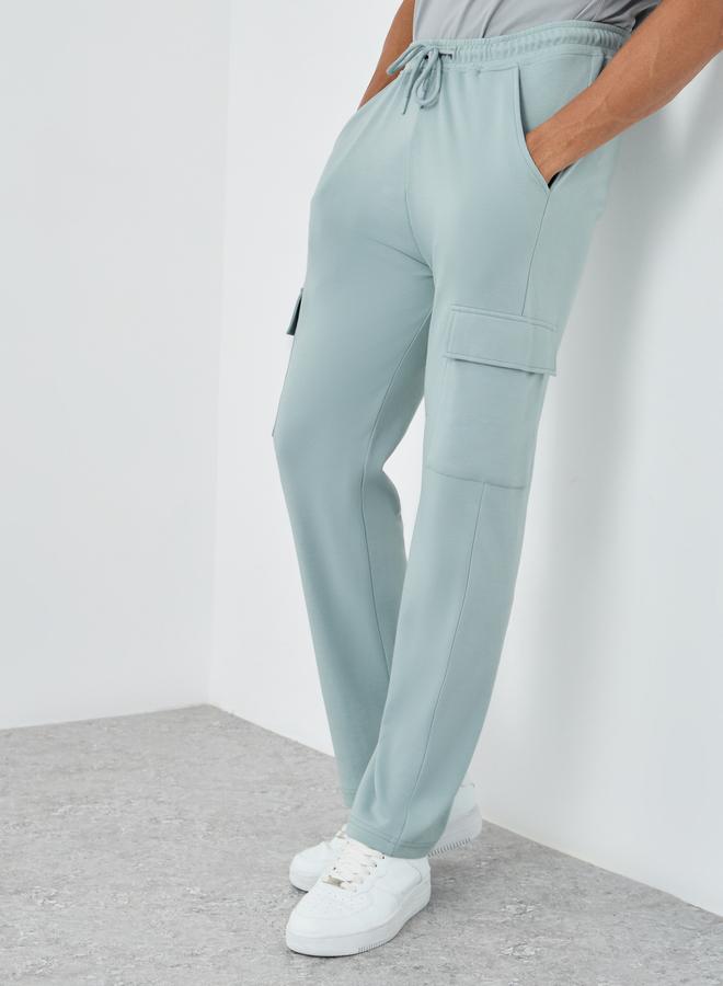 Styli Men Grey Straight Fit Cargo Patch Pocket Joggers - Image 1