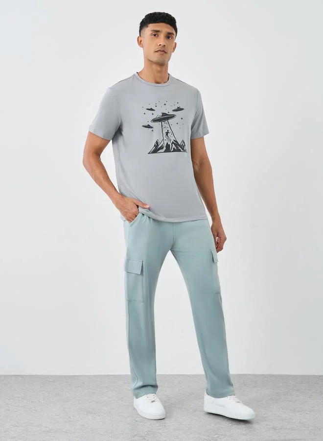 Styli Styli Men Grey Straight Fit Cargo Patch Pocket Joggers