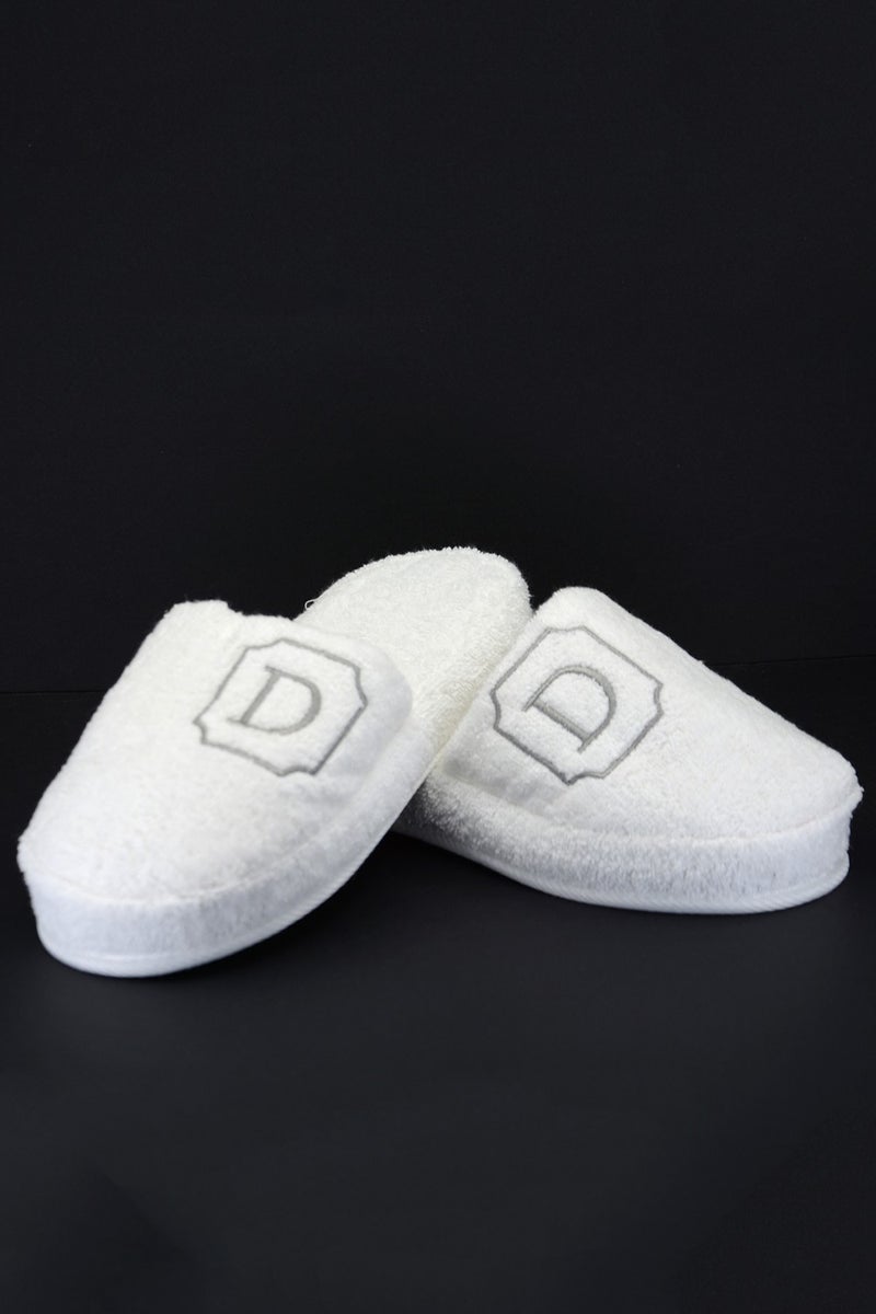 Esdense D Letter Embroidered Towel Bathroom Slippers Home Hotel Slippers Non-Slip Thick Sole Daily Slippers - Image 1