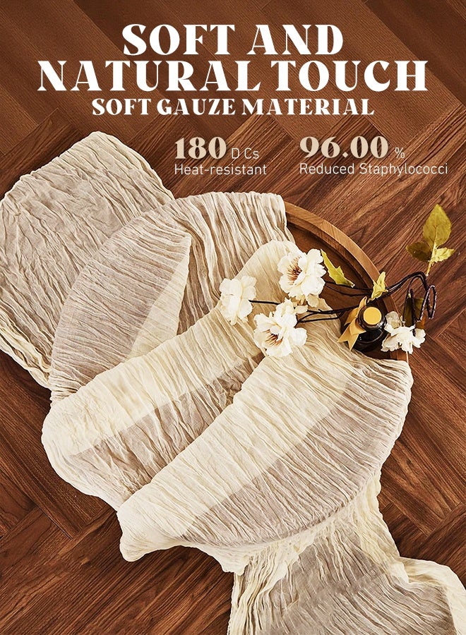 Furlale Boho Cheesecloth Table Runner 90x400cm, Crumpled Gauze Table Decor for Wedding, Bridal Shower, Baby Shower, Birthday & Rustic Party - Image 5