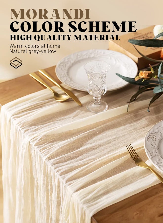 Furlale Boho Cheesecloth Table Runner 90x400cm, Crumpled Gauze Table Decor for Wedding, Bridal Shower, Baby Shower, Birthday & Rustic Party - Image 4