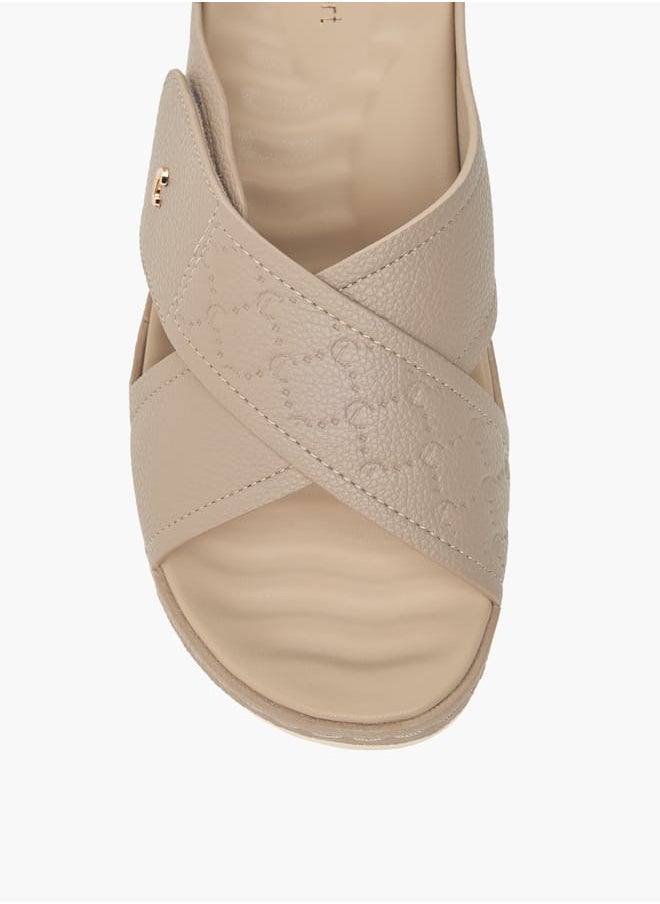 Le Confort Women Textured Slip-On Cross Strap Sandals  - Image 4
