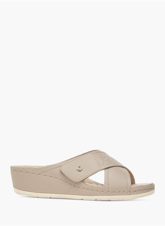 Le Confort Women Textured Slip-On Cross Strap Sandals  - Image 3