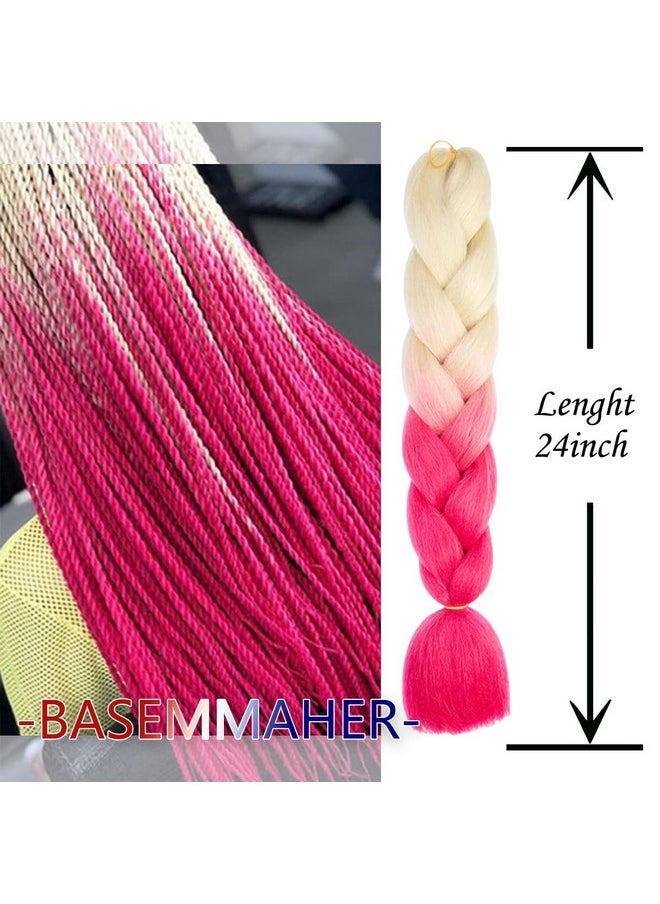 BASEMMAHER Blonde And Red Blue Jumbo Braiding Hair Extensions Synthetic Ombre Colored Braiding Hair High Temperature Fiber Crochet Hair For Women Girls Box Braids  - Image 4