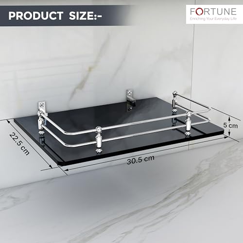 FORTUNE Multipurpose Glass Setup Box Shelf/TV Setup Box Stand/Set Top Box Stand/WiFi Router Stand with Heavy Wall Mount Brackets -12 X 9 INCH (Black) - Image 5