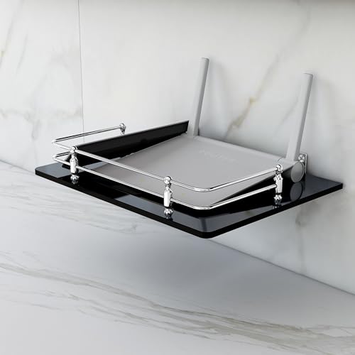 FORTUNE Multipurpose Glass Setup Box Shelf/TV Setup Box Stand/Set Top Box Stand/WiFi Router Stand with Heavy Wall Mount Brackets -12 X 9 INCH (Black) - Image 2