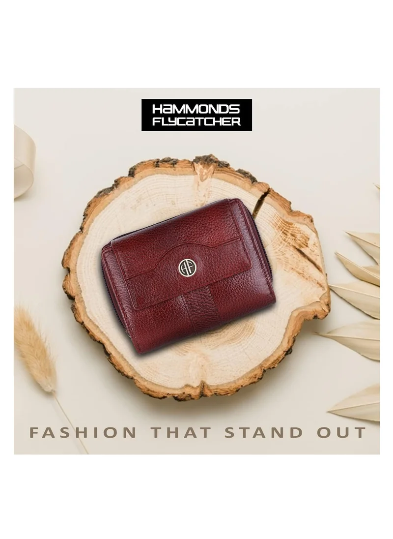 HAMMONDS FLYCATCHER wallet for women - Leather Ladies Wallet - Brown - 14 Card Slots - RFID Protection - 3 ID Card Slots - Women's Wallet - Button Closure -Hand Wallet - Daily Use, Money Purse | K8T6
