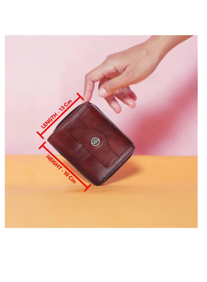 Hammonds Flycatcher  wallet for women - Leather Ladies Wallet - Brown - 14 Card Slots - RFID Protection - 3 ID Card Slots - Women's Wallet - Button Closure -Hand Wallet - Daily Use, Money Purse | K8T6 for Women | Best Price UAE