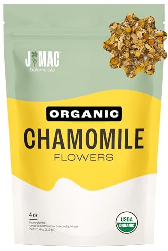 J Mac Botanicals, Organic Chamomile Flowers, Whole Dried Chamomile flower, Loose Leaf tea - Image 1