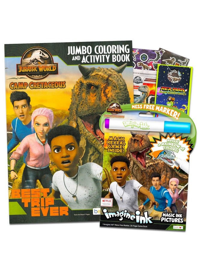 Bendon Jurassic World Camp Cretaceous Coloring Book Set with Stickers ~ Bundle with Chaos Theory Dino Coloring and Activity Book, Imagine Ink, and More - Image 1