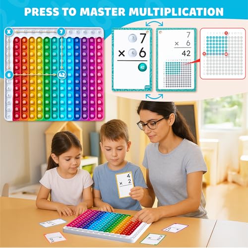 JoyCat Multiplication Flash Cards Chart 156 Hole Punched Math Game Flashcards for Kids Ages 8 and Up Times Table Manipulatives for Preschoolers 3rd4th5th6th Grade - Image 5
