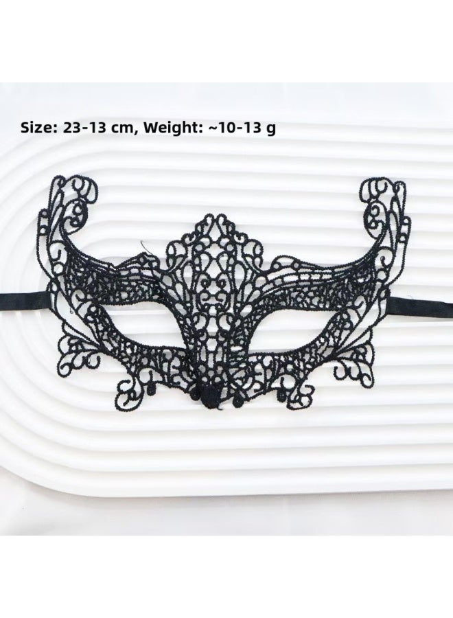 6 Pack Lace Masquerade Masks for Women, 5 Black + 1 White Venetian Eye Mask Set, Mysterious Sexy Costume Party Favors, Carnival Mardi Gras Halloween Cosplay Ball Masks with Adjustable Ribbon - Image 5