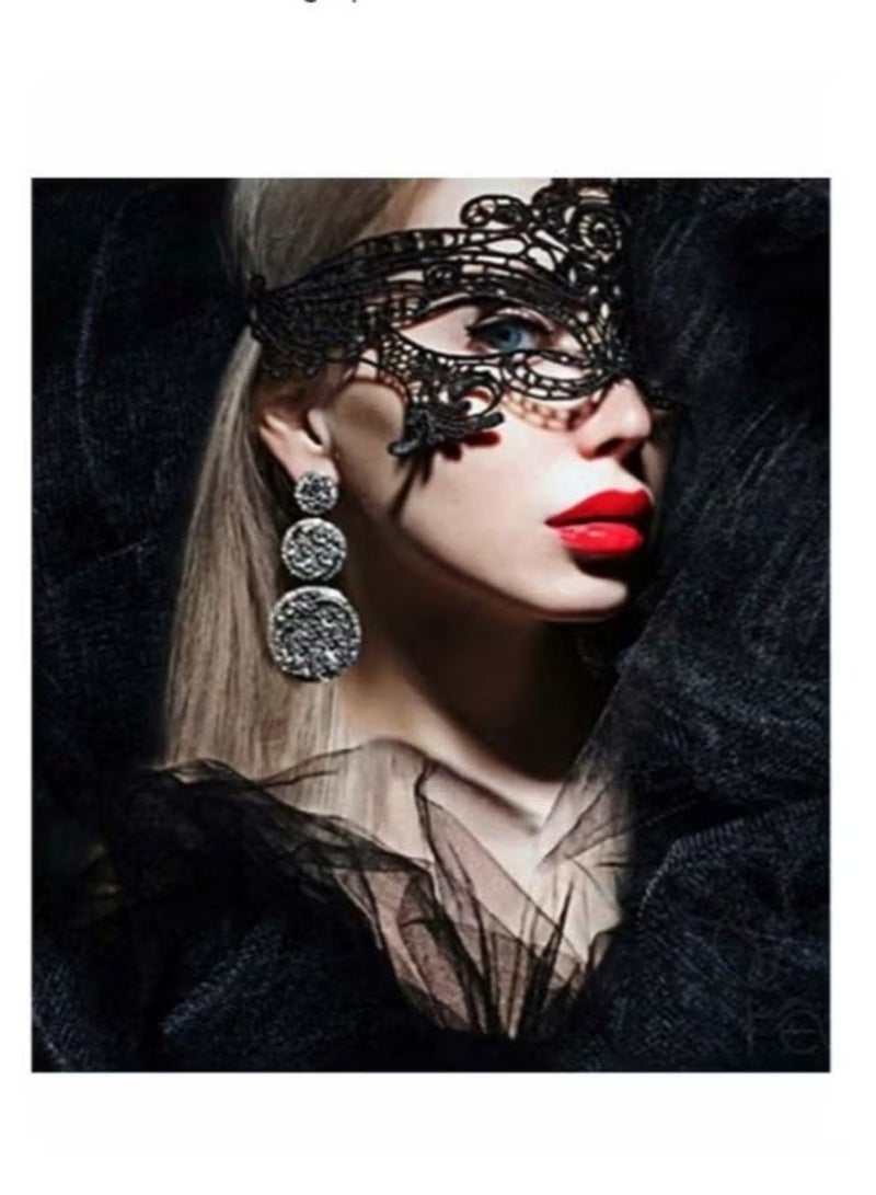 6 Pack Lace Masquerade Masks for Women, 5 Black + 1 White Venetian Eye Mask Set, Mysterious Sexy Costume Party Favors, Carnival Mardi Gras Halloween Cosplay Ball Masks with Adjustable Ribbon - Image 2