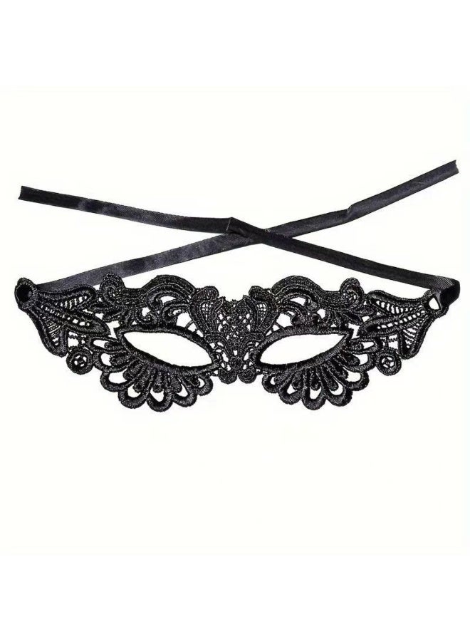 6 Pack Lace Masquerade Masks for Women, 5 Black + 1 White Venetian Eye Mask Set, Mysterious Sexy Costume Party Favors, Carnival Mardi Gras Halloween Cosplay Ball Masks with Adjustable Ribbon - Image 3